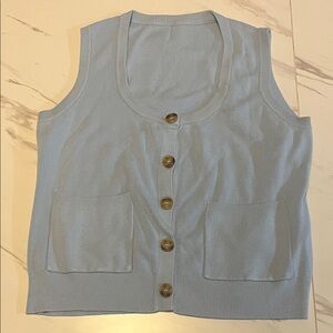 Light Blue Sleeveless Button-Up Top / Vest